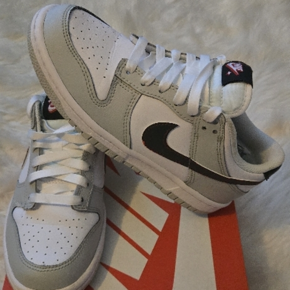 Nike Kids Grey and White Dunks